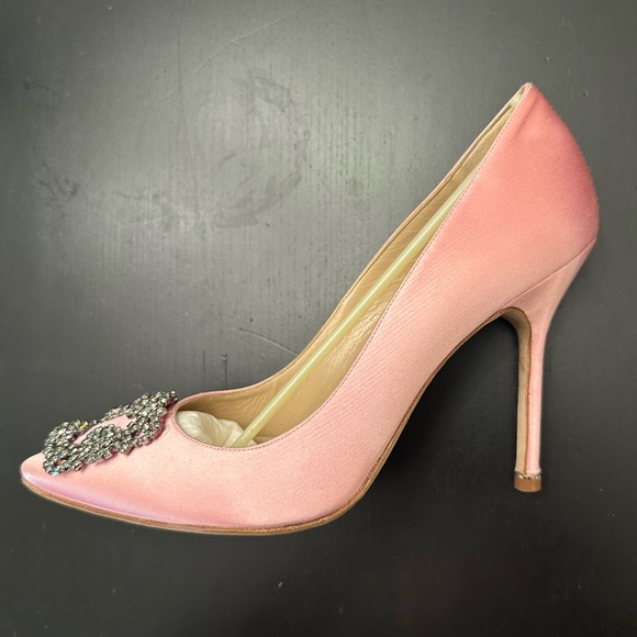 Manolo Blahnik Hangisi 105mm Satin Pink Pump 39.5 - Picture 11 of 16